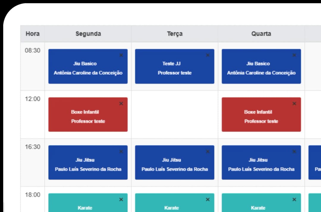 Cronograma de aulas do DojoApp